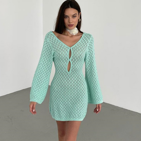Hollowed Bikini Outwear Short Dress