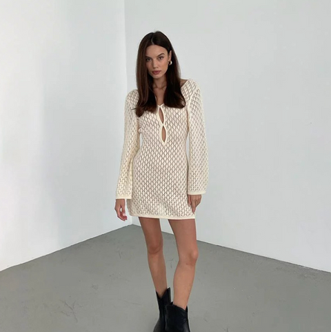 Hollowed Bikini Outwear Short Dress