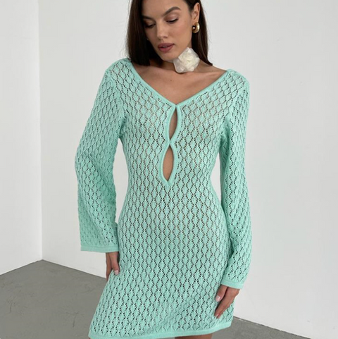 Hollowed Bikini Outwear Short Dress