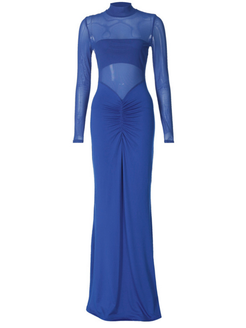 See-through Blue Mesh Beach Dress