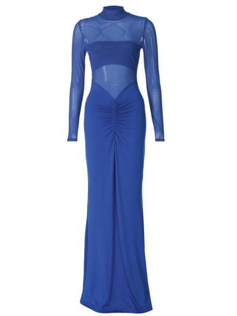 See-through Blue Mesh Beach Dress