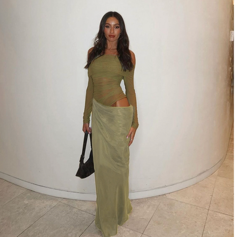 Sexy Off-shoulder Pleated Mesh Dress