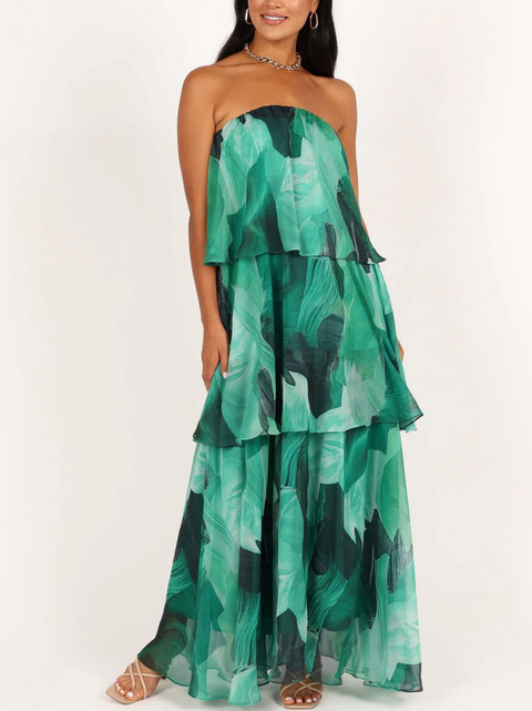 Triple Layered Printed Chiffon Dress