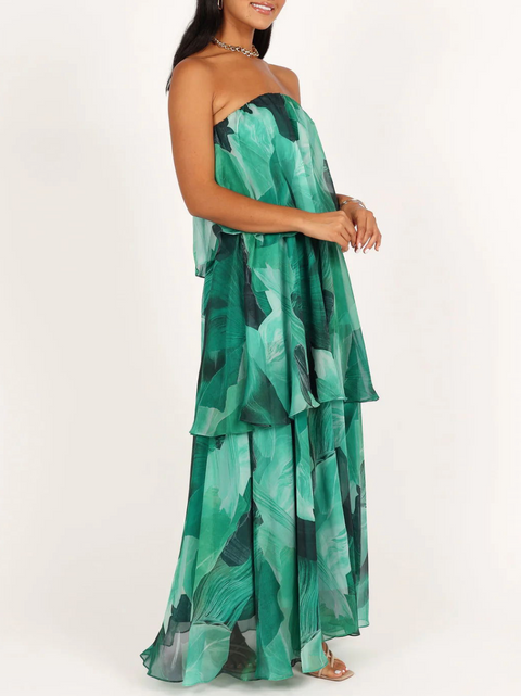 Triple Layered Printed Chiffon Dress