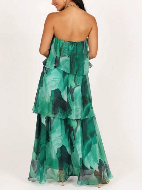Triple Layered Printed Chiffon Dress
