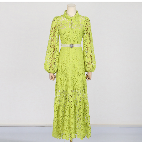 High-end Hollowed Embroidered Lace Dress