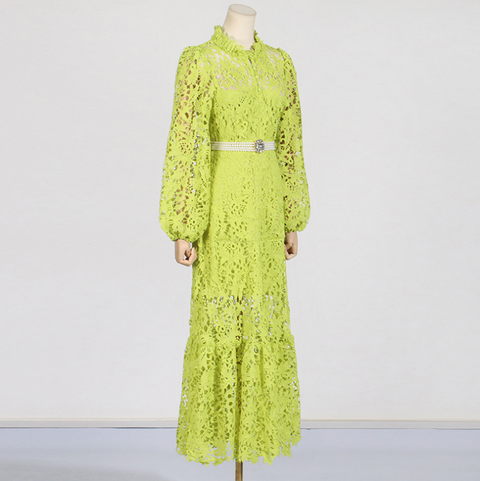 High-end Hollowed Embroidered Lace Dress