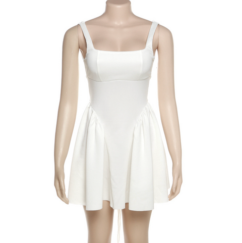 Simple Design Bow-tie White Slip Dress