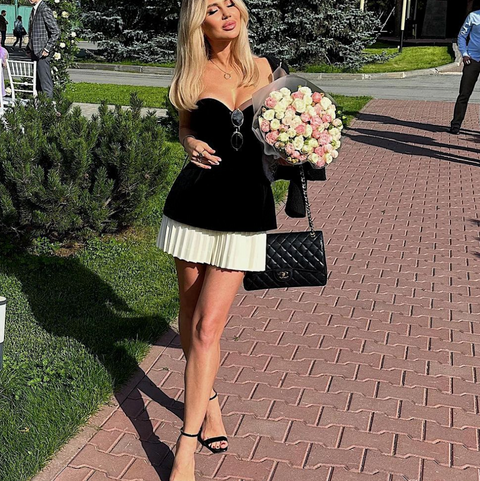 Patchwork Black Velvet Dress