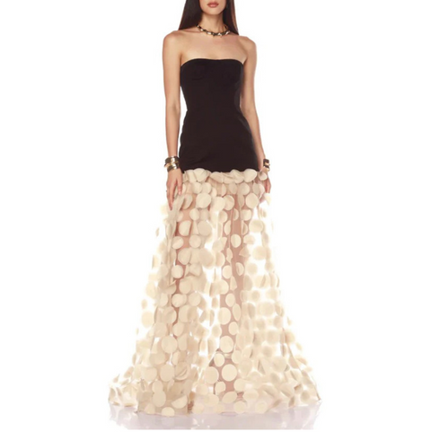 Circular Mesh Patchwork Bustier Dress