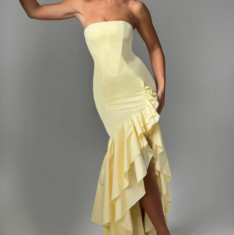 Irregular Design Asymmetric Ruffled Dress