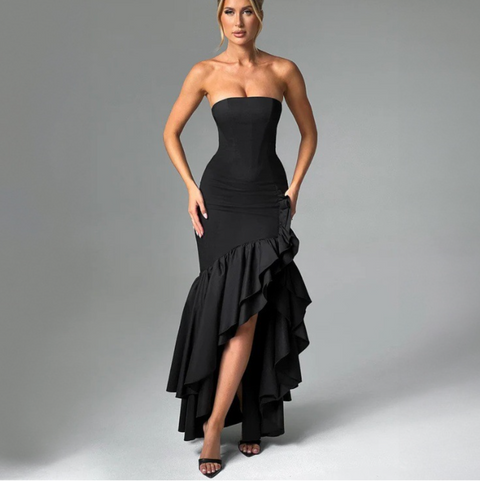 Irregular Design Asymmetric Ruffled Dress