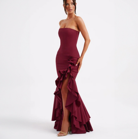 Irregular Design Asymmetric Ruffled Dress