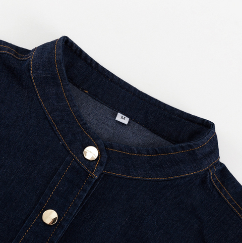 Niche Lace-up Denim Shirt Dress