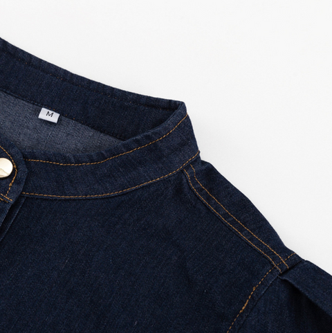 Niche Lace-up Denim Shirt Dress