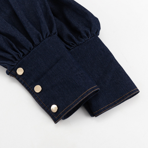 Niche Lace-up Denim Shirt Dress