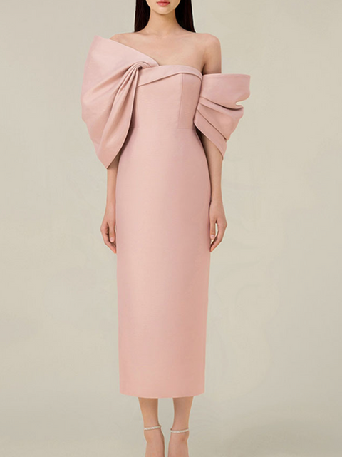 Niche Bow-tie Off-shoulder Dress