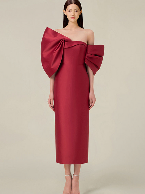 Niche Bow-tie Off-shoulder Dress