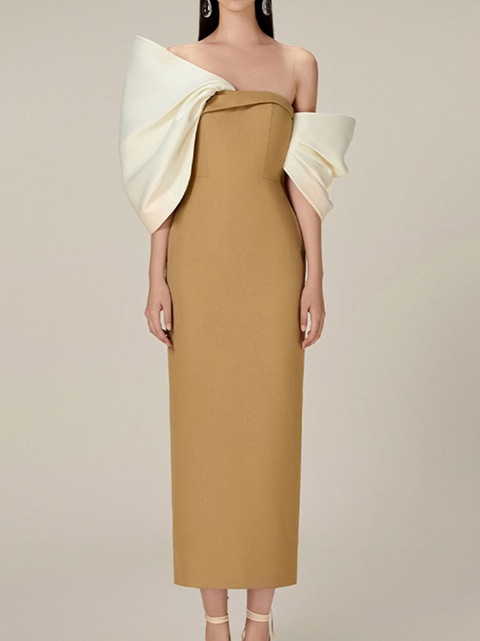 Niche Bow-tie Off-shoulder Dress