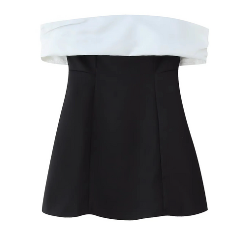 Black & White Back Bow Bustier Dress