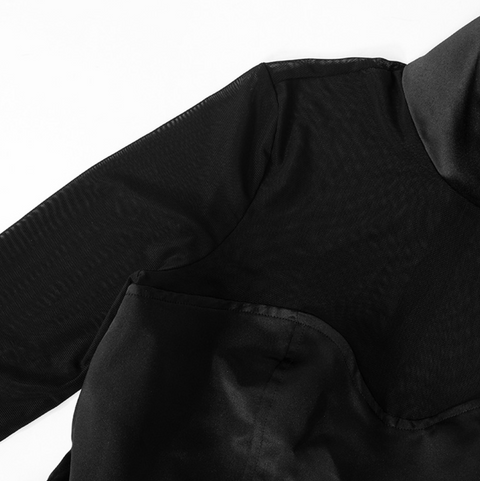 Turtleneck Black Mesh Patchwork Dress