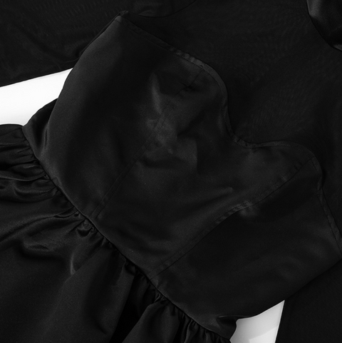 Turtleneck Black Mesh Patchwork Dress
