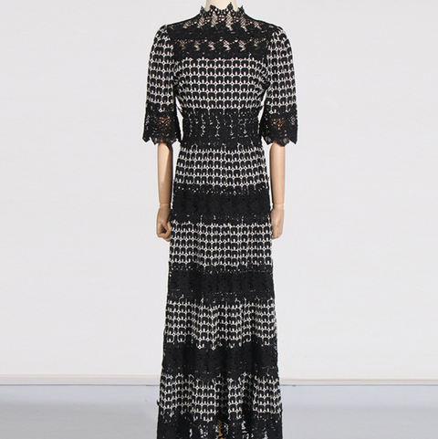 Delicate Hollowed Embroidery Lace Dress