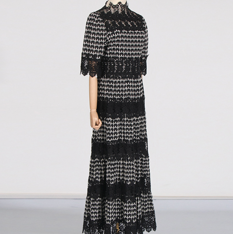Delicate Hollowed Embroidery Lace Dress