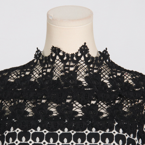 Delicate Hollowed Embroidery Lace Dress