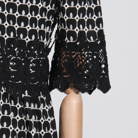 Delicate Hollowed Embroidery Lace Dress