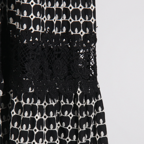 Delicate Hollowed Embroidery Lace Dress
