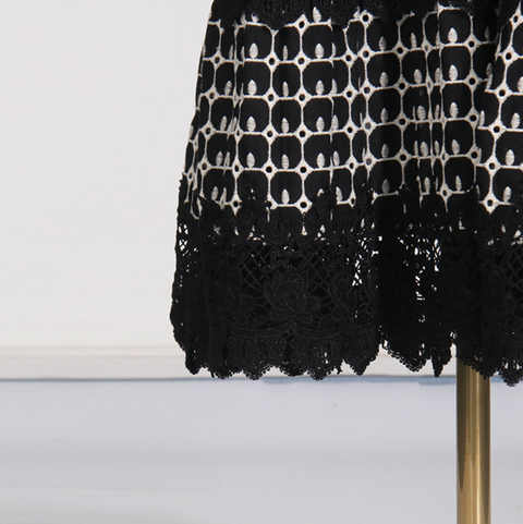 Delicate Hollowed Embroidery Lace Dress