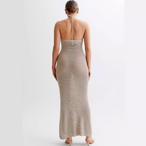 Hollowed 3D Flower One-step Dress