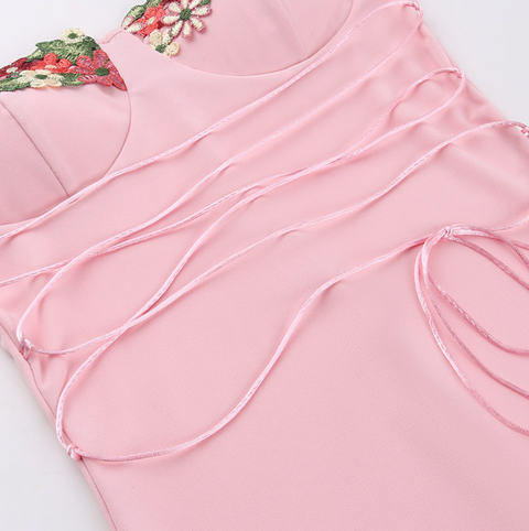 Applique Padded Pink Slip Dress