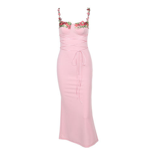 Applique Padded Pink Slip Dress