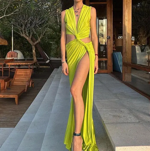 Niche Hollowed Knot Split Dress