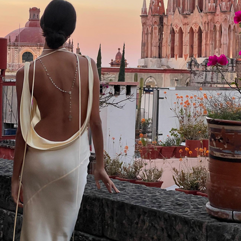 Irregular Design Backless Apricot Dress
