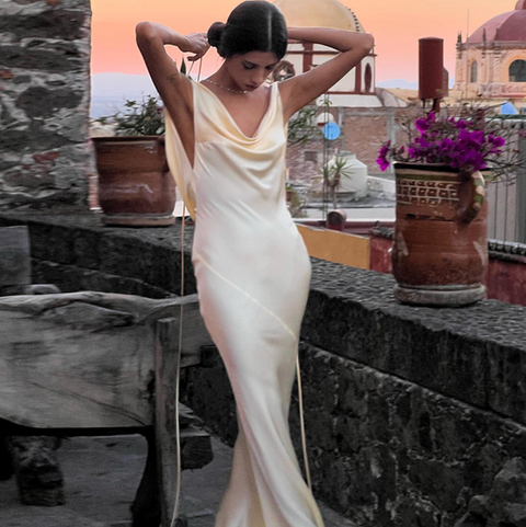 Irregular Design Backless Apricot Dress