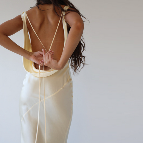 Irregular Design Backless Apricot Dress