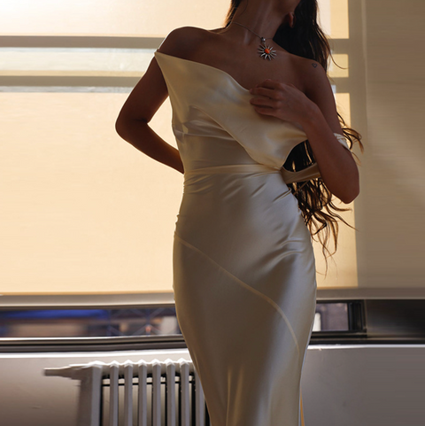 Irregular Design Backless Apricot Dress