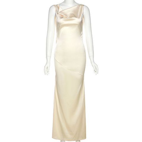 Irregular Design Backless Apricot Dress
