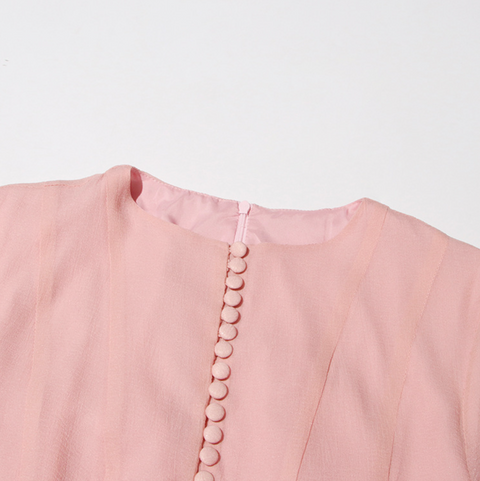 Round Collar Ruffled Patchwork Dress