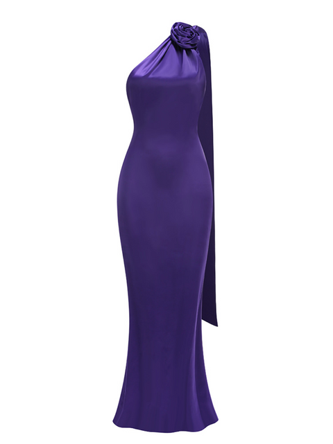 Backless Purple Party Dress with Ribbon