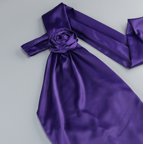 Backless Purple Party Dress with Ribbon