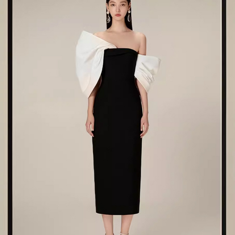 Niche Bow-tie Off-shoulder Dress