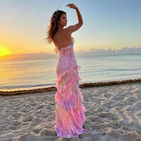 Sweetie Tie-dye Ruffled Slip Dress