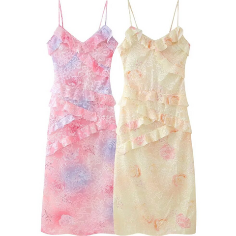 Sweetie Tie-dye Ruffled Slip Dress