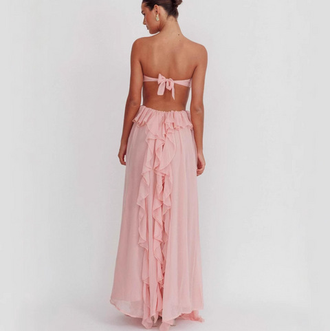 Off-shoulder Backless Ruffled Dress