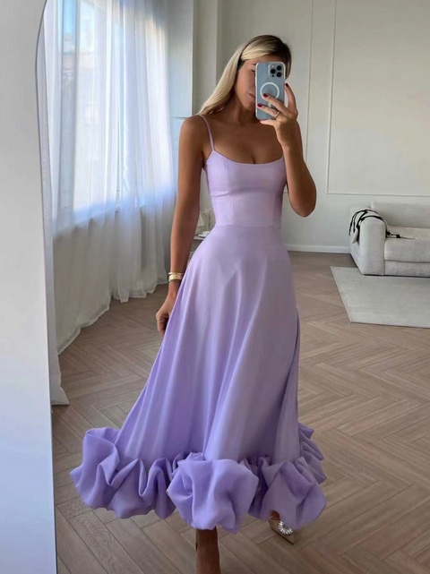 Ruffled Hem A-line Slip Dress