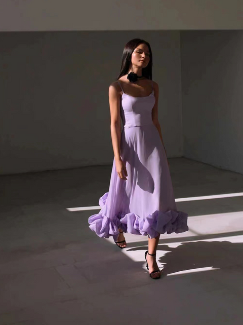 Ruffled Hem A-line Slip Dress